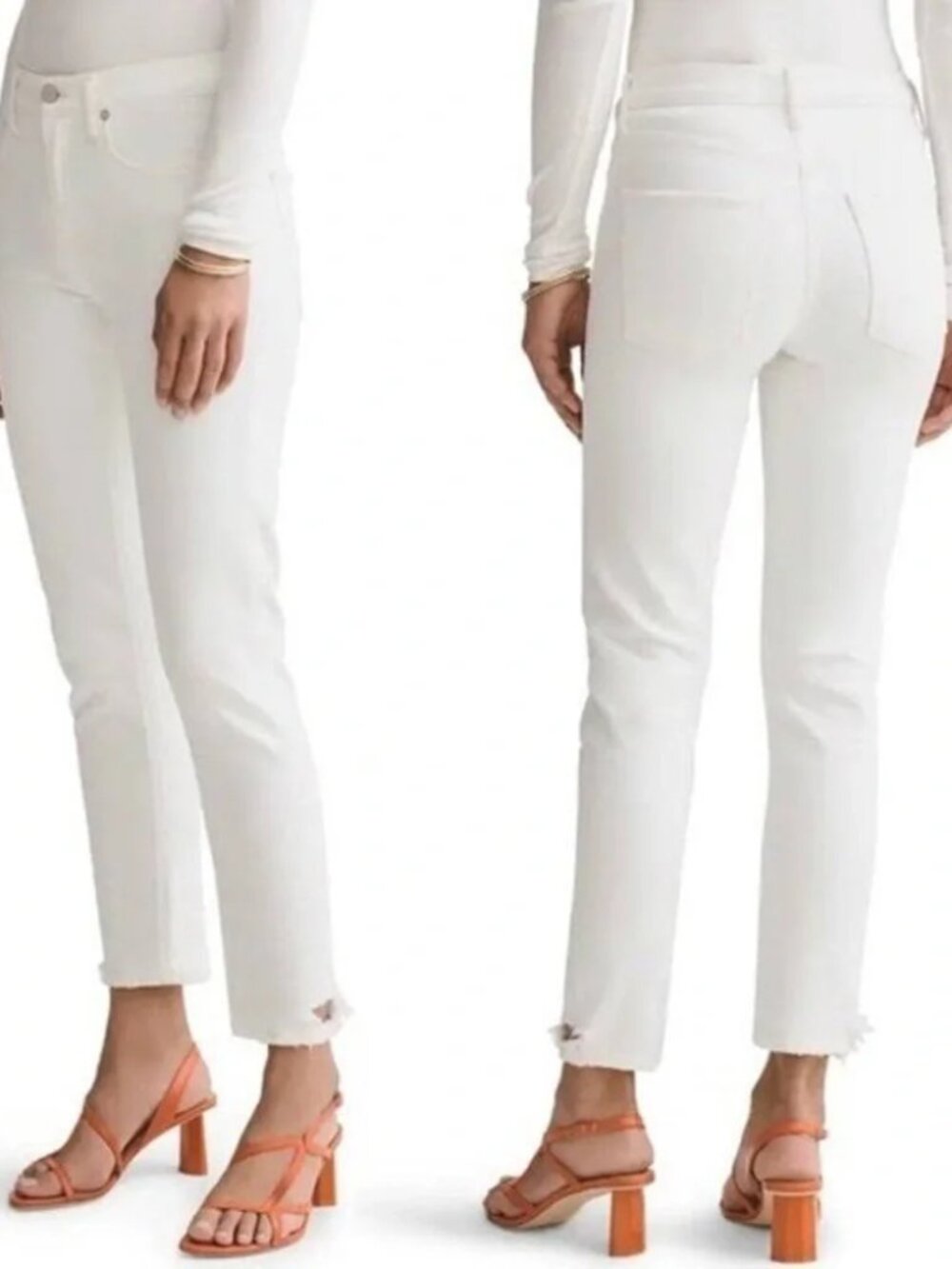 AGOLDE Toni Distressed Ankle Straight Leg Jeans Glowed White Wash